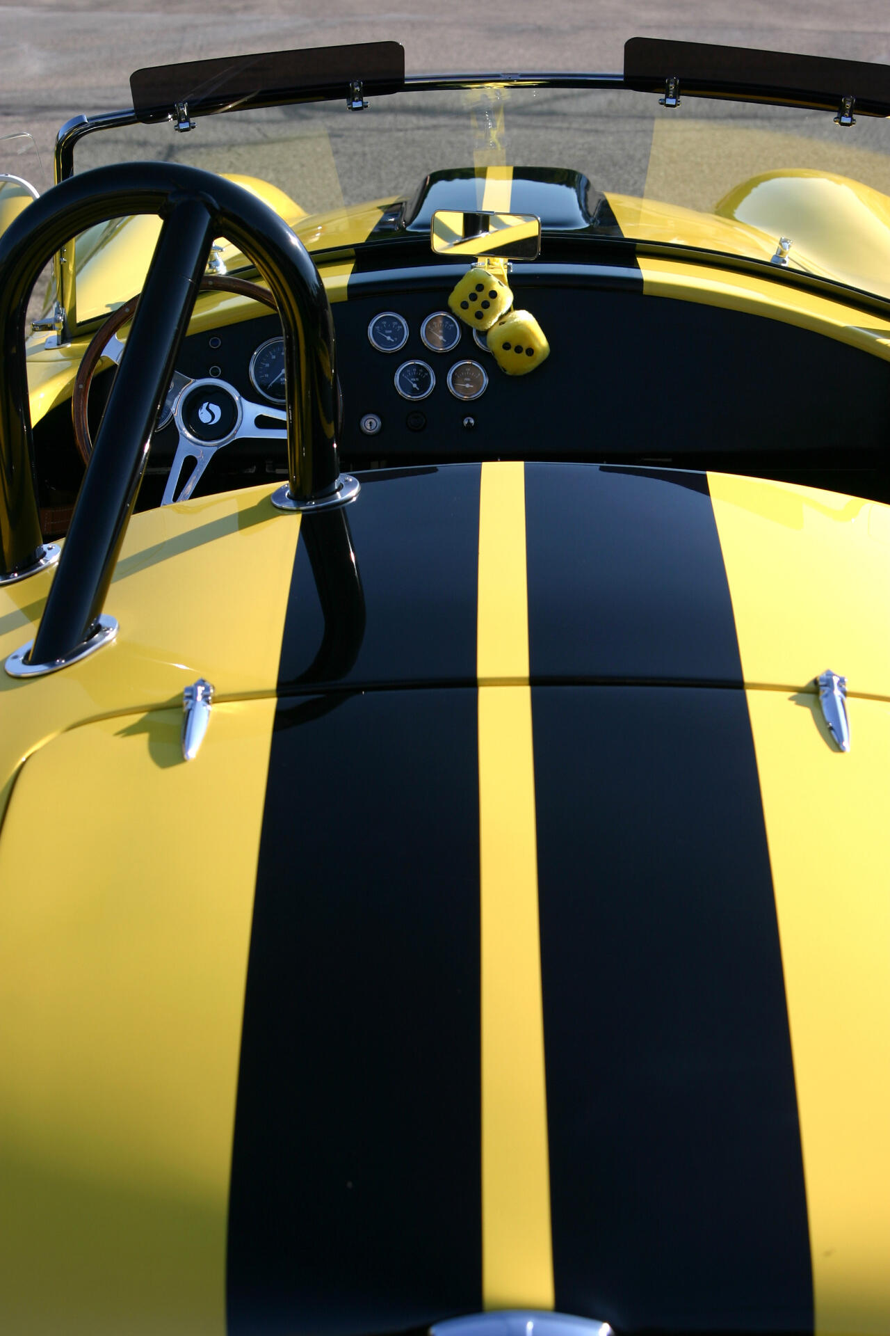 Sports Car Yellow Black Racing Stripes